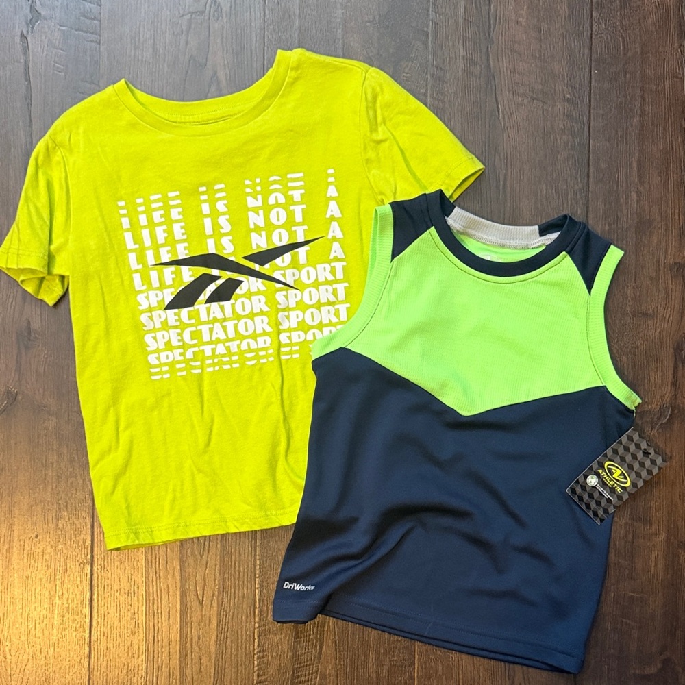 Reebok Lime and Navy Kids Tees